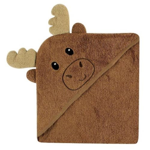 Luvable Friends Animal Face Hooded Towel, Moose