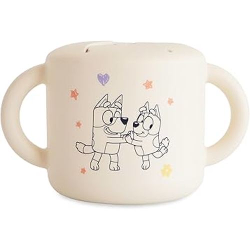 mushie x Bluey Silicone Snack Cup | Spill Proof Food Container for Toddler and Baby (Bluey Ivory)