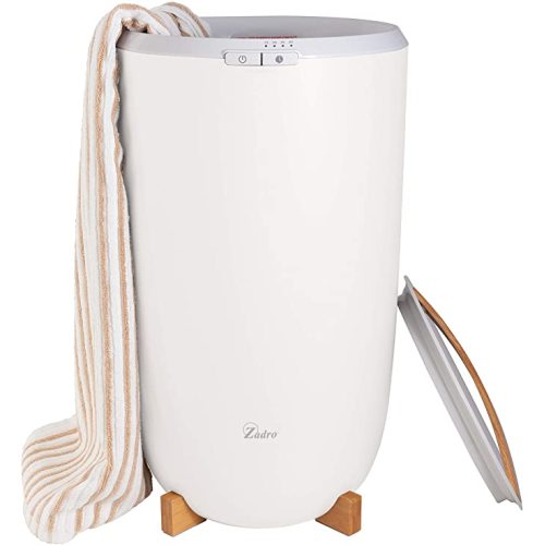 Zadro Ultra Large Luxury Bucket-Style Towel Warmer with Auto Shut Off and 4 Timer Settings for Bathroom, White