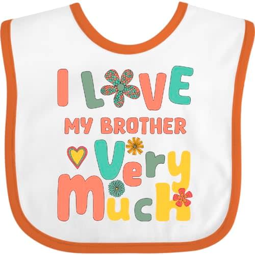 inktastic Groovy Retro I Love My Brother Baby Bib