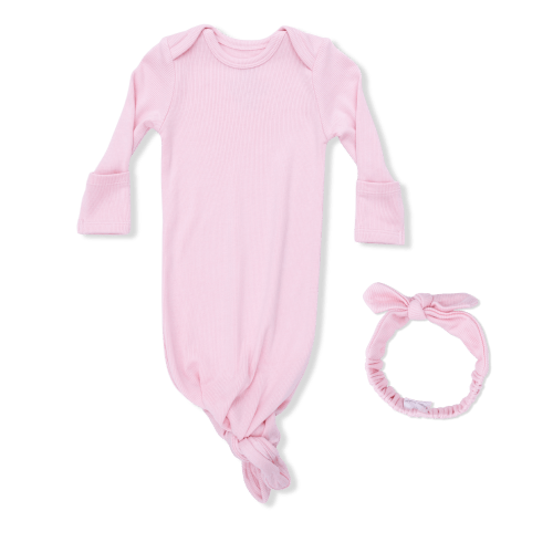 Solid Romance Rose Rib - Knotted Gown and Headband – Angel Dear