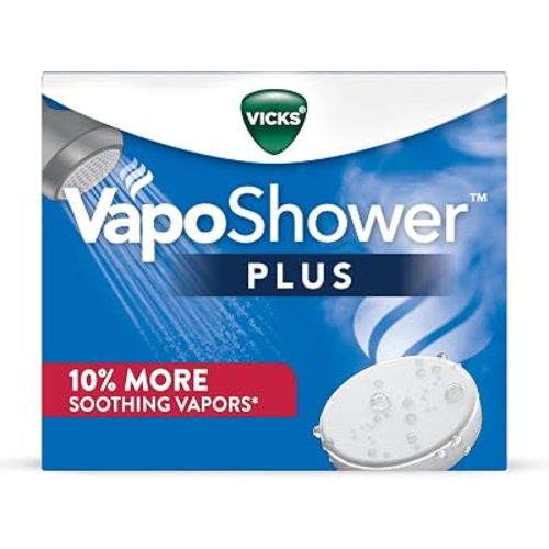Vicks, VapoShower Plus, Shower Steamers, Eucalyptus Shower Steamer & Menthol Scent, Clean Dissolving Vapor Shower Tablets, Aromatherapy Shower Steamer & Shower Bombs, 12 count