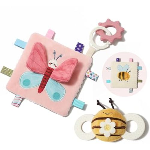 let's make Butterfly & Bee Sensory Crinkle Tag Toy, Bee Rattle Gift Set