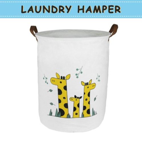 Howarmer Large Canvas Laundry Hamper, Laundry Basket for and , s Clothes Hamper with Lid, Cute s s Storage Bin Organizer Animal Room Decor, 3 Giraffes