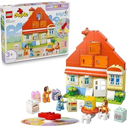 LEGO DUPLO Bluey: Bluey’s Family House with Memory Game - Toddler Toy for Kids Ages 3+ - Memory Game Playset Includes Bluey Figure - Preschool Toy Gift Idea for 3 Year Old Girls and Boys - 10459