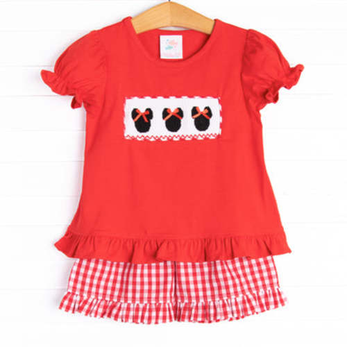 Mousin' Around Smocked Ruffle Short Set, Red – Stitchy Fish