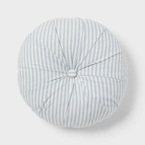 16"x16" Round Striped Decorative Throw Pillow Blue for Dorm - Threshold™