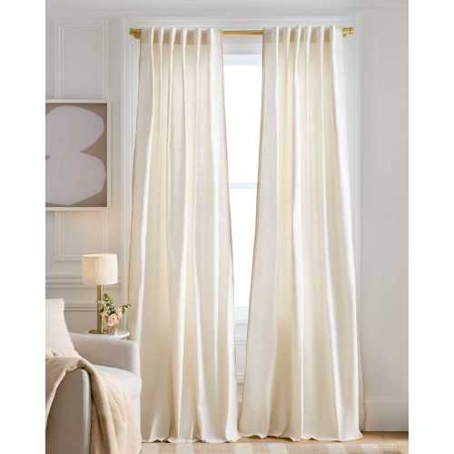 Piped Edge Cotton Curtain in Ivory/Oatmeal Piping