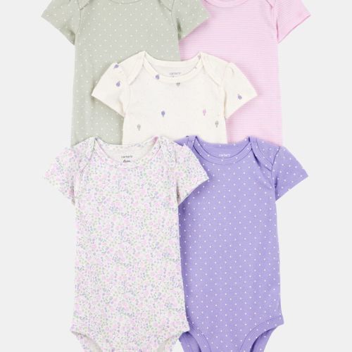 Baby Girl 5-Pack Floral Polka Dot Short-Sleeve Bodysuits | Carter’s Oshkosh Canada
