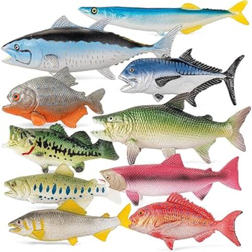 10PCS Ocean & Freshwater Fish Toy Figures Set Sea Aquarium Decor