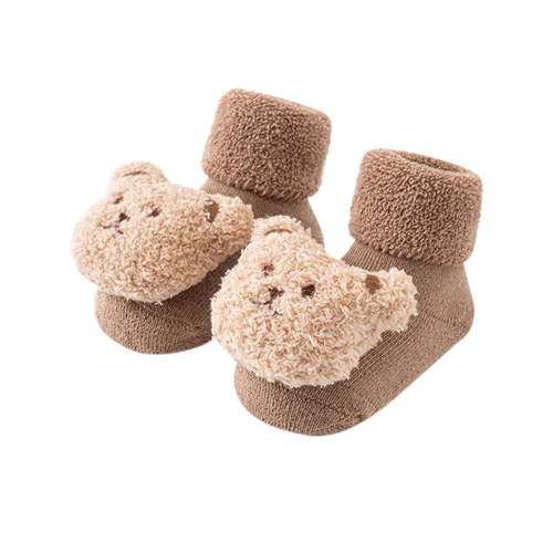 Tao Tao Baby Socks Newborn Slippers Cute Bear Socks Cotton Socks Soft Winter Newborn Slippers Khaki S/0 Years