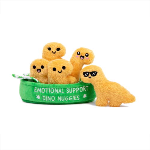 Emotional Support Dino Nuggies, 5 Dinosaur Plush Toys with Carrying Basket by Emotional Support Pals