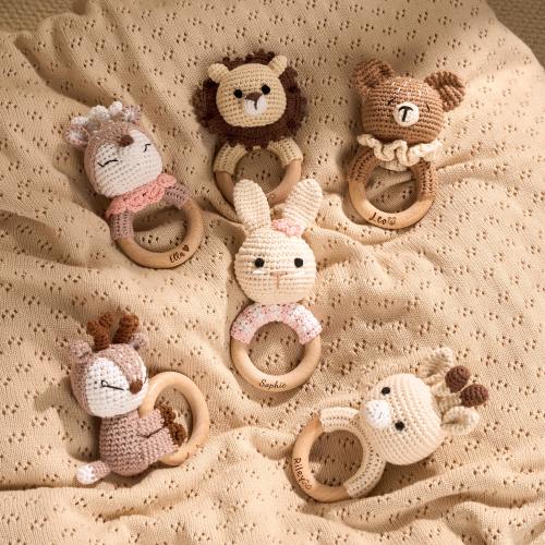 Personalized Baby Rattle - Custom Baby Rattle with Name - Engraved Animal Rattle -Baby Shower Gift - Newborn Gift