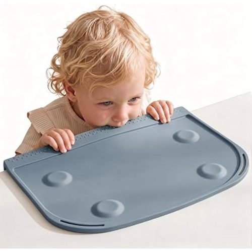 Large Silicone Baby Placemat, Teething Edge Bumper, 16 x 12 in