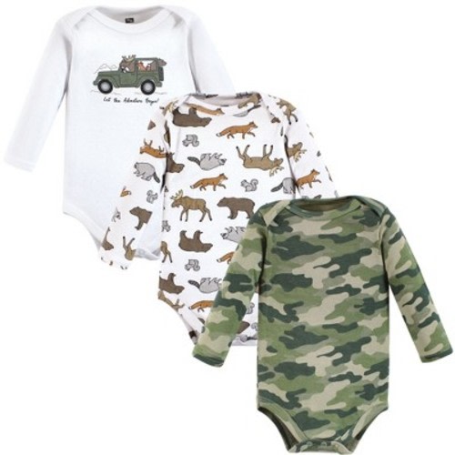 Luvable Friends Hudson Baby Long-Sleeve Bodysuits 3pk, Wildlife Journey, 3-6M