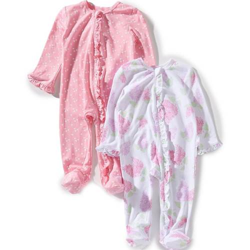 Little Me Baby Girls Organic Cotton and Bamboo Lilac and Ditsy Floral Print Footies 2-Pack