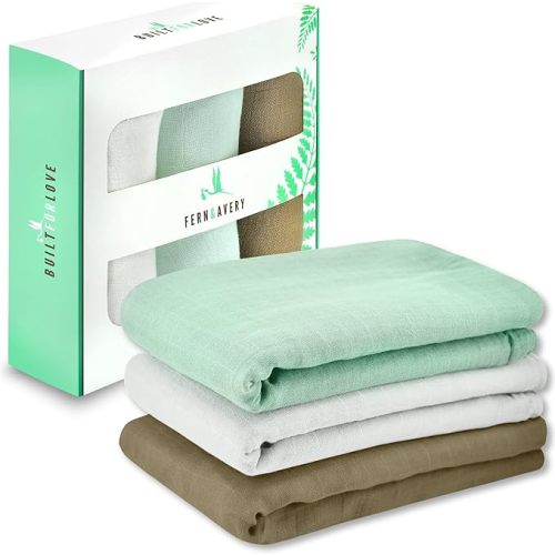 Muslin Swaddle Blankets for Newborn, Large Organic Receiving Baby Blankets for Boy & Girls 47 x 47 inches,3 Pack Breathable Soft Nursery Swaddle Wrap, Essentials Infant & Toddler Shower Gifts, Unisex