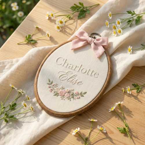 Personalized Oval Embroidery Hoop with Baby Floral: Baby Name Sign, Nursery Decor, baby girl decor,  newborn name gift, baby room sign