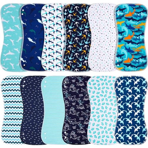 Baby Burp Cloths & Baby Bibs 2-in-1 Design Large Size 3 Layers Thicken Cotton Super Absorbent and Soft Baby Spit Up Burping Rags Baby Burp Cloth Set for Boys and Girls Solid 12 Pack