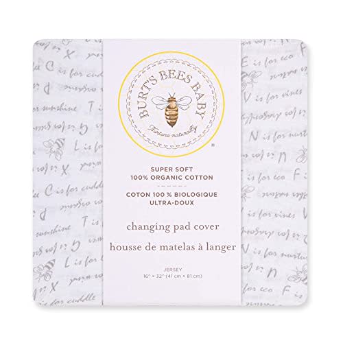 Burt's Bees Baby Unisex Baby Gift Set - Crib Sheet, Changing Pad Cover & Burp Cloths, 100% Organic Cotton Essentials Bundle