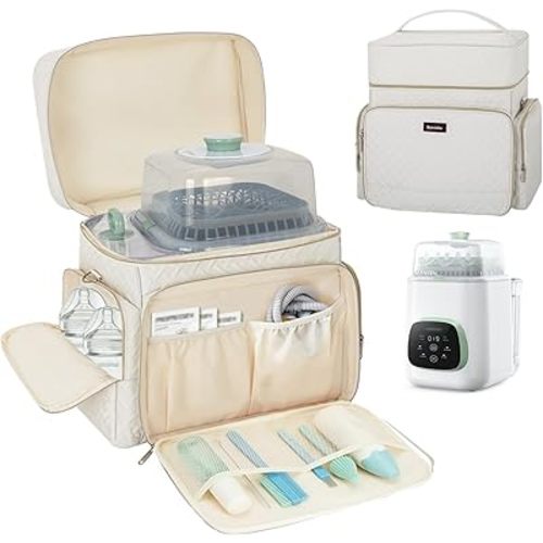 Storage Bag Compatible with Momcozy KleanPal Pro Baby Bottle Washer, Heavy Duty Carrying Case for Bottle Washer Machine, Large Capacity Travel Organizer with Multiple Pockets for Accessories(Bag Only)