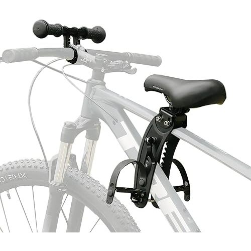 Kid Bike Seat Front Mounted and Handlebar for Mountain Bike Parent-Child Cycling, Child Bicycle Seat&Child Handlebar for All Adult MTB Bike Cycling(Foldable/Not Foldable Pedals)