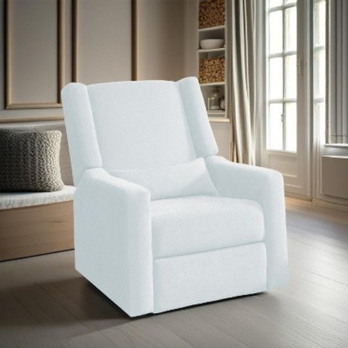 Luxury Power Motion Recliner with USB Charging, Swivel, and Lumbar Support for Nursery Comfort in Bright White