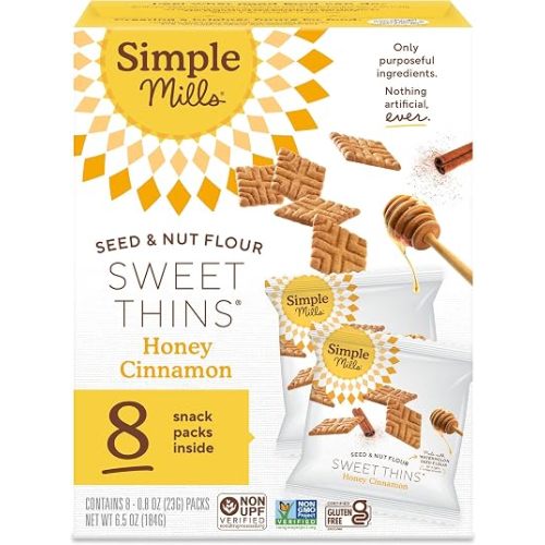 Simple Mills Sweet Thins Snack Packs, Honey Cinnamon, 1pk, 8ct, 0.8oz