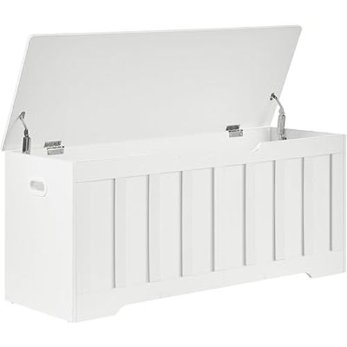 43.3" Storage Chest Extra Large,Storage Trunk with 2 Safety Hinges,Wooden Storage Bench,Shoe Bench,43.3x15.7x19.1 Inch,Easy Assembly,Storage Bench for Bedroom,Living Room,entryway(White).