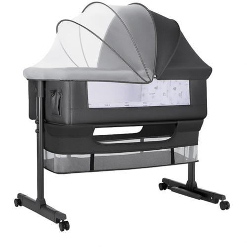 Baby Bassinet Bedside Sleeper with Storage, Mosquito Net & Wheels
