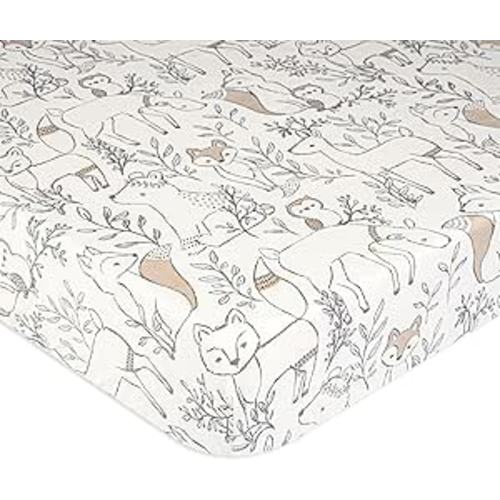 Crane Baby 100% Cotton Sateen Fitted Baby Sheets, Breathable, Fits 28X52 Standard Mattress, Gender Neutral Bedding, Woodland Animal Crib Sheet