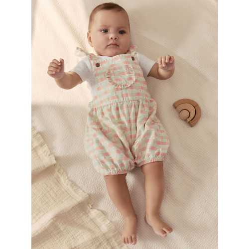 0-3mo Pink Check Baby Dungarees and Bodysuits Set 2 Piece (0mths-2yrs)