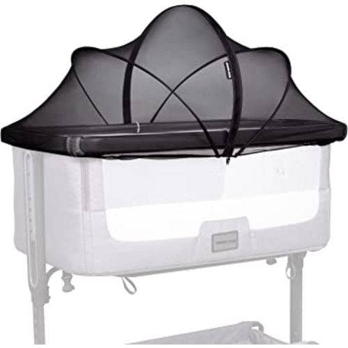 Beberoad Love Bassinet Mosquito Net Cover - Breathable Mesh Canopy with 2-Way Zipper for Baby Cribs, Bedside Sleepers & Travel Cribs (Black)