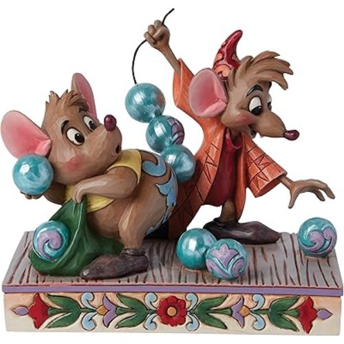 Enesco Disney Traditions Collection by Jim Shore Cinderella Jaq and Gus with Beads Figurine- Stone Resin Hand Painted Crafted Collectible Disney Princess Figurines Home Decor Statue, 5.5 Inch