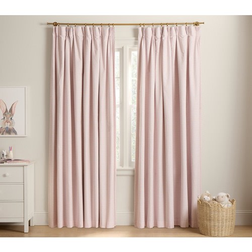 Pinch Pleat Gingham Blackout Curtain | Pottery Barn Kids