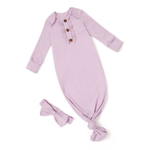PATPAT Tencel & Wool Blend Baby Sleeper Gown for Newborn Boy Girl Infant, Knotted Sleep Sack as Premium Gift for Baby