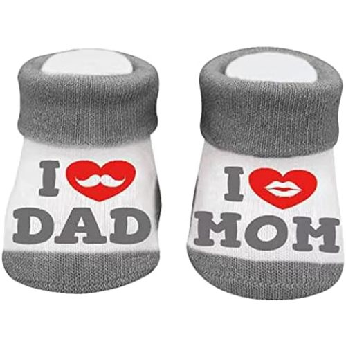 EGGPOD Newborn Socks - I Love Mom Dad Infant Baby Preemie Baby Girl & Boy Socks
