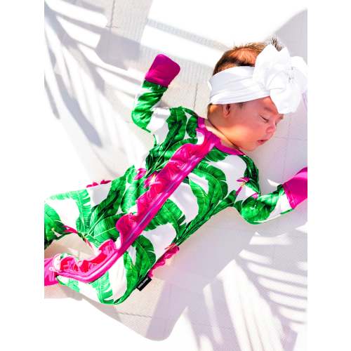 Ruffled Bamboo Zippy Sleeper in Palm Paradise