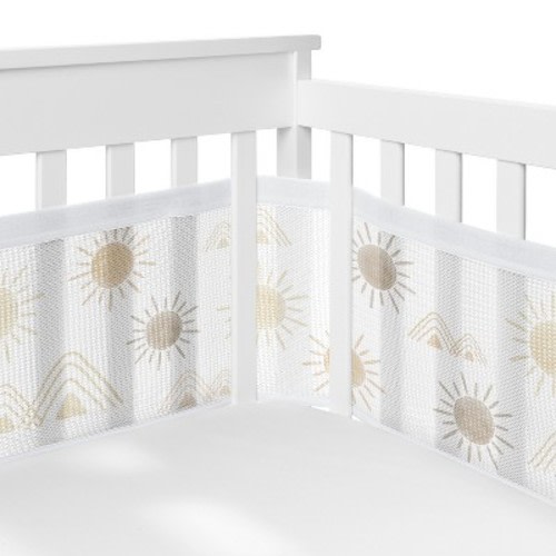 Sweet Jojo Designs Gender Neutral Unisex BreathableBaby Breathable Mesh Crib Liner Baby Nursery Desert Sun Beige Tan