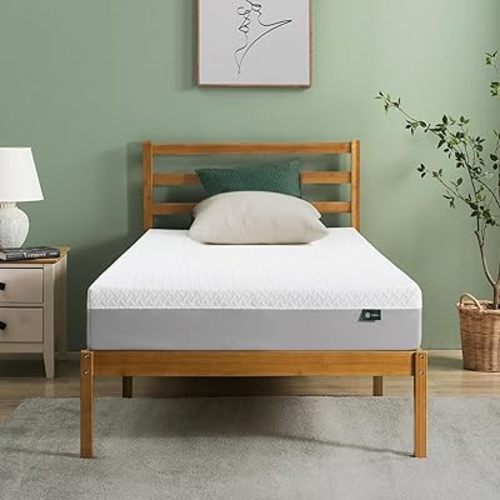 Zinus 8 Inch Green Tea Essential Memory Foam Mattress [New Version], Twin, Fiberglass Free, Medium Feel, Breathable Airflow Memory Foam, Certified Safe Foams & Fabric, Mattress in A Box