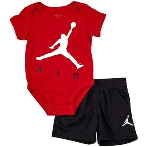 Jordan Baby Boys Jumpman Air Bodysuit & Short 2 Piece Set (Black(55A802-023)/Red, 3 Months)