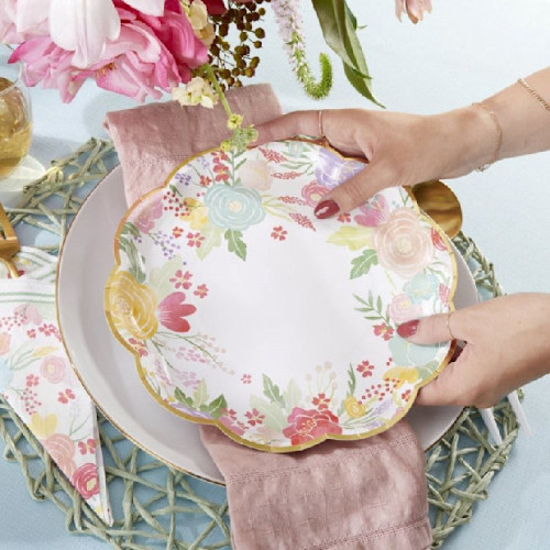 Kate Aspen Garden Blooms 9 in. Premium Paper Plates