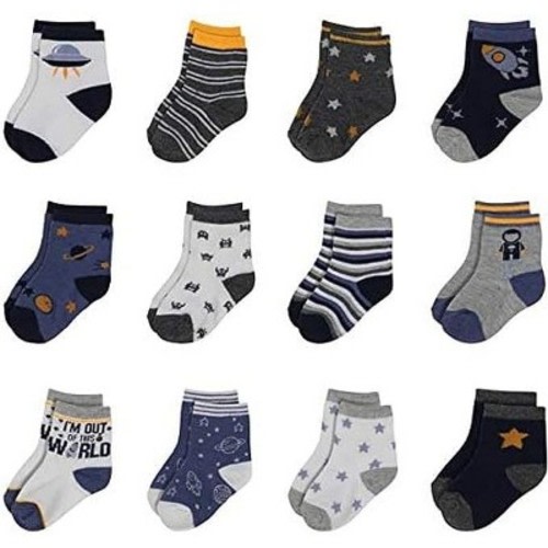 Space & Rockets Infant Socks for Baby Boys, 0-6 Months