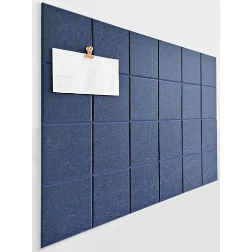 Cork Board 24 x36 Alternative - 6 Pack Felt Wall Tiles with Safe Removable Adhesive Tabs, Cork Boards for Walls Cork Board for Home Office Pin Board Tack Board - Dark Blue