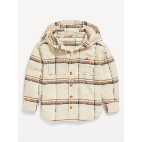 Long-Sleeve Hooded Flannel Shirt for Toddler Boys