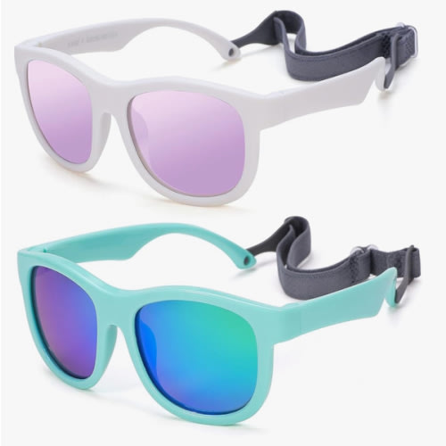 Flexible Polarized Baby Sunglasses with Adjustable Strap for Toddler Newborn Infant Age 0-24 Months