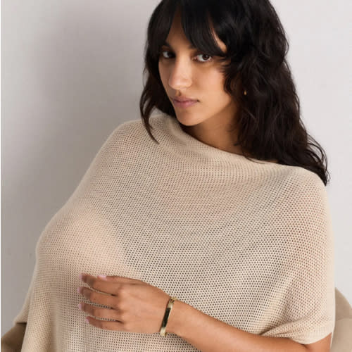 Quince Lightweight Cotton Cashmere Nursing Shawl in Heather Oatmeal