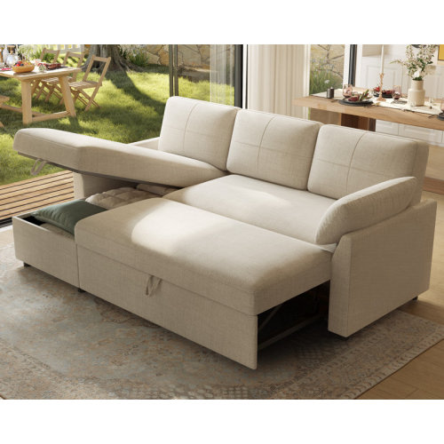 Latitude Run® Convertible Sleeper Sectional Sofa with Pull-out Bed and Hidden Storage Chaise for Living Room & Reviews | Wayfair