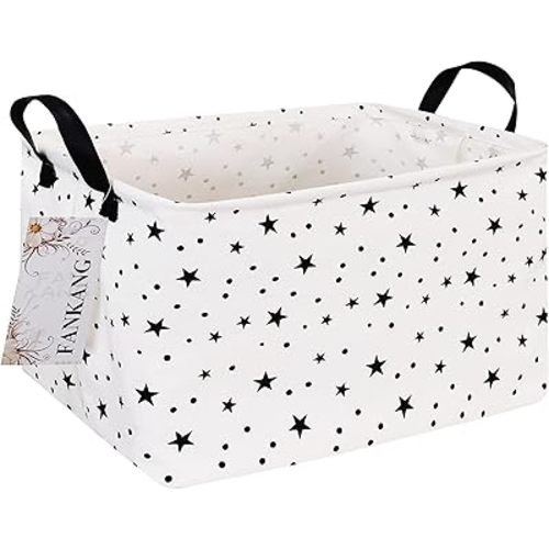 FANKANG Storage Basket,Nursery Hamper Canvas Laundry Basket Foldable with Waterproof PE Coating Storage, Office, Bedroom, Clothes,Toys (Rec-Star)