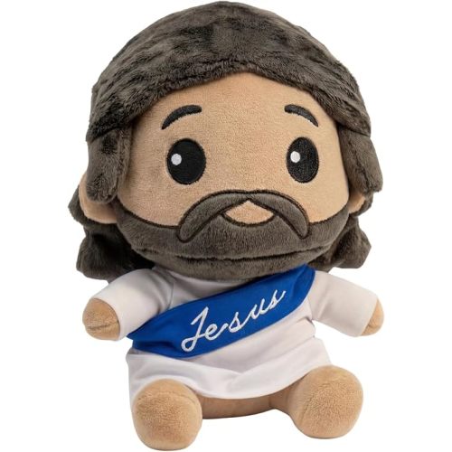 Jesus Plush Doll | Soft Stuffed Jesus Plush with Embroidered Details for Comfort, Gifting, & Christian Home Display | Cuddly Seated Design | 11.22 Inch (Blue)